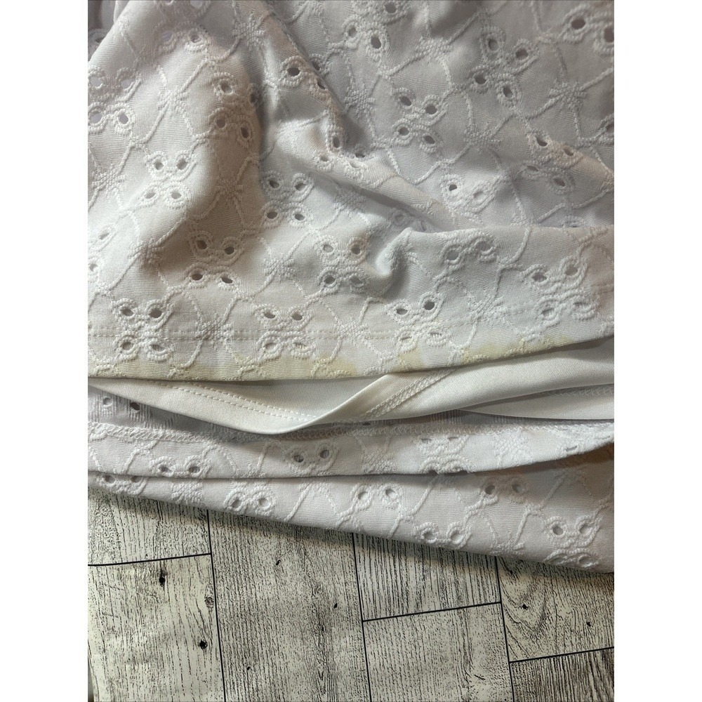 Love Squared White Eyelet Lace Mini Dress Sz M Ruffle Puff Sleeve Milkmaid Boho - Picture 16 of 16